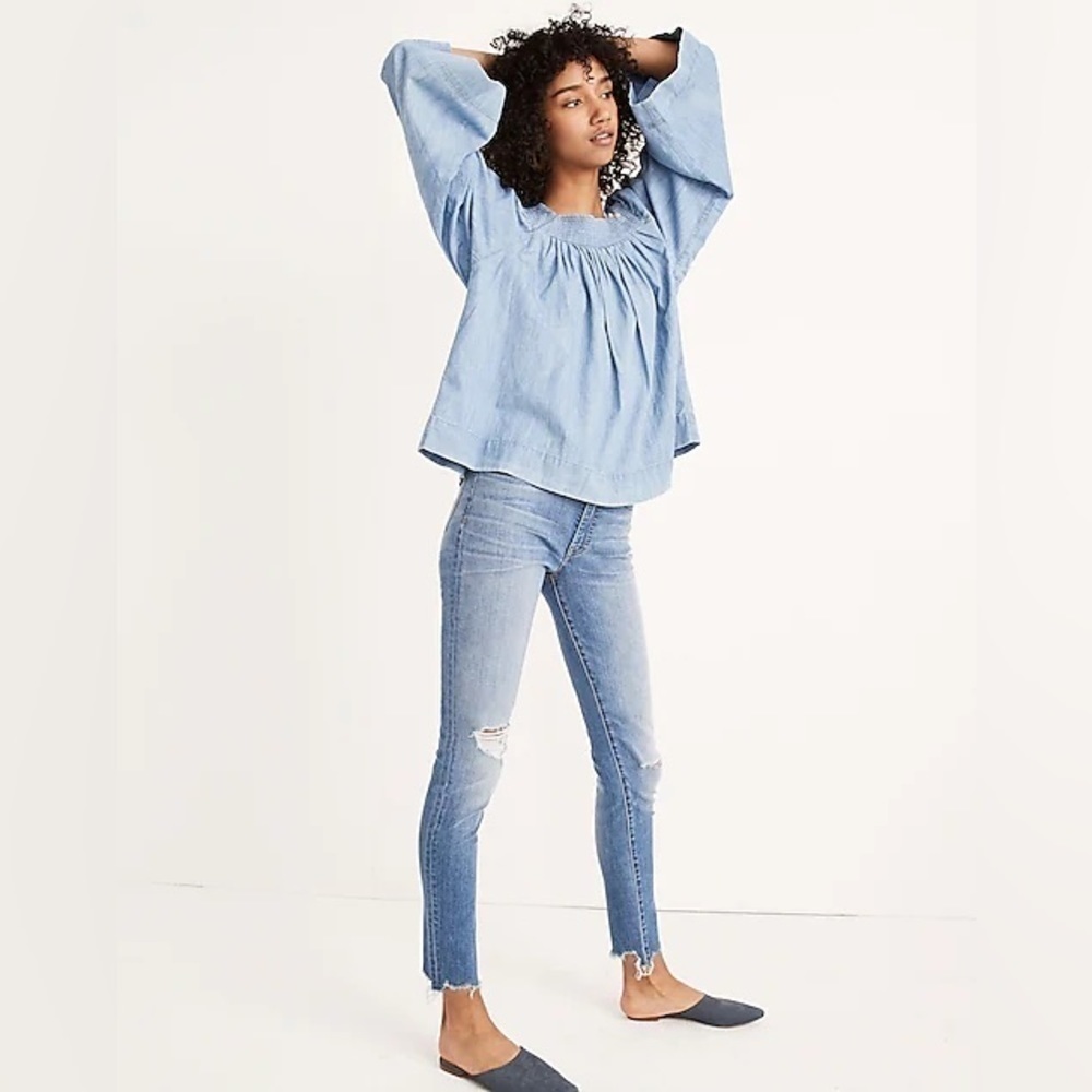Madewell Petite 9" Mid-Rise Skinny Jeans in Frankie: Torn-Knee Edition - 26 P